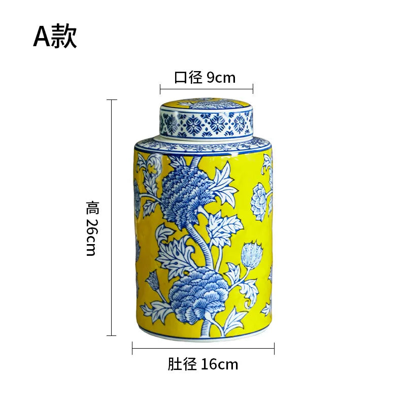 Afralia™ Chinese Blue White Porcelain General's Jar Flower Vase Home Decoration