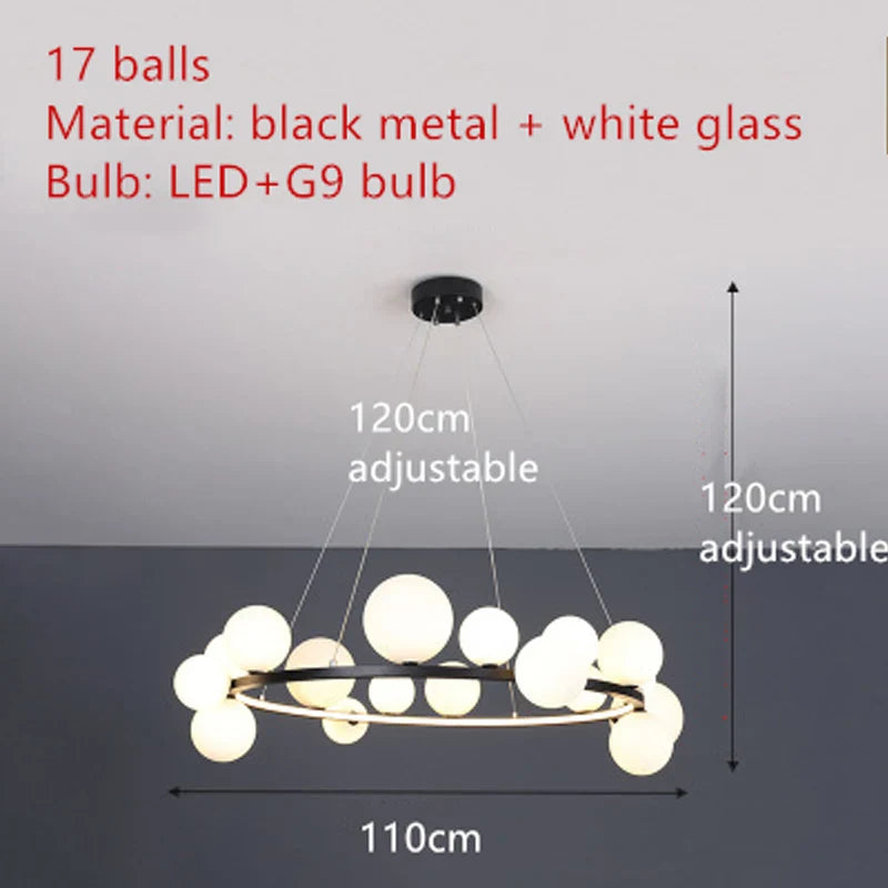 Afralia™ Nordic Glass LED Chandelier for Modern Home Decor