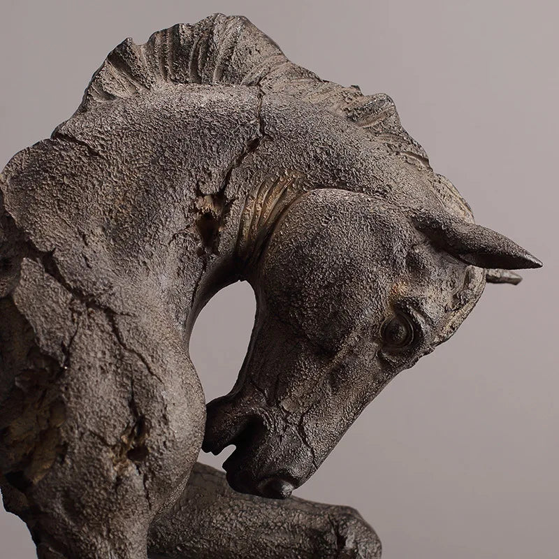 Afralia™ Vintage War Horse Sculpture for Home Decor