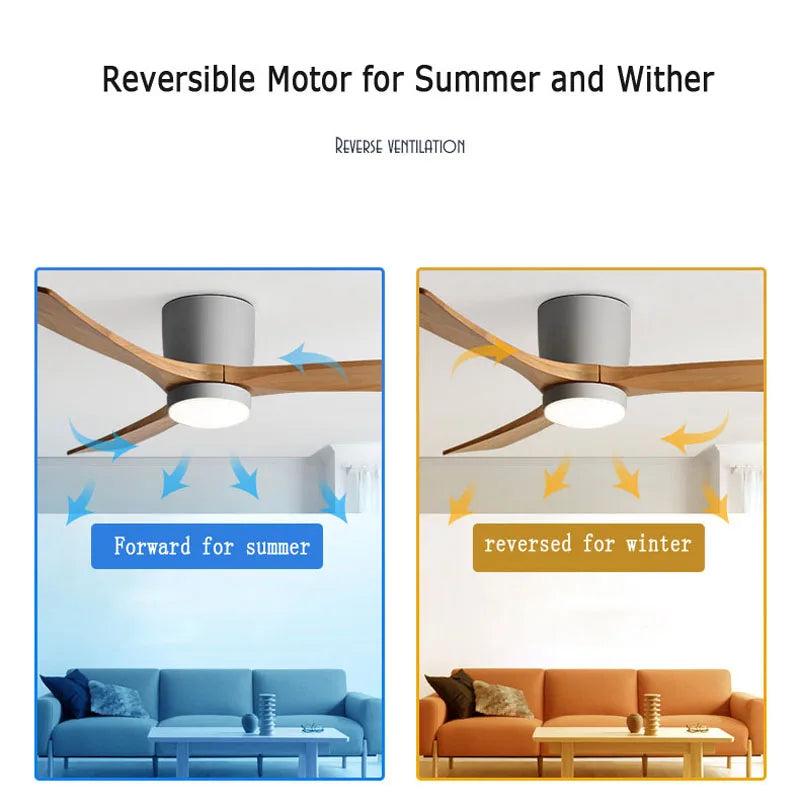 Afralia™ Nordic Wood Ceiling Fan with Reversible Motor, Remote Control & LED Light