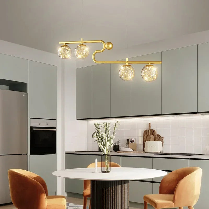 Afralia™ Glass Ball LED Chandelier Pendant for Dining Living Bedroom Kitchen