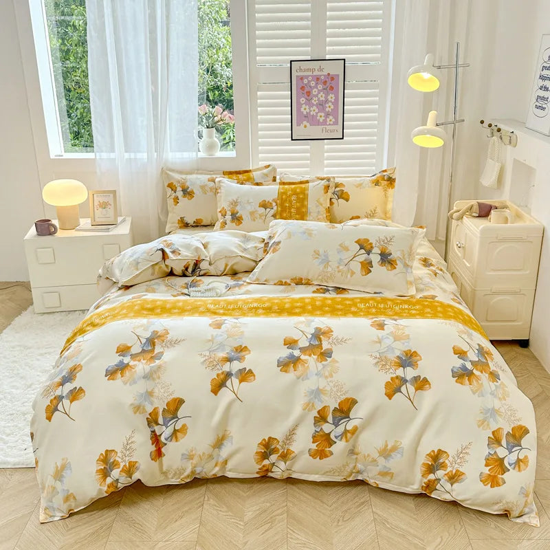 Afralia™ Soft Plant Printed Bedding Sets Cozy Quilt Cover for Summer & Autumn