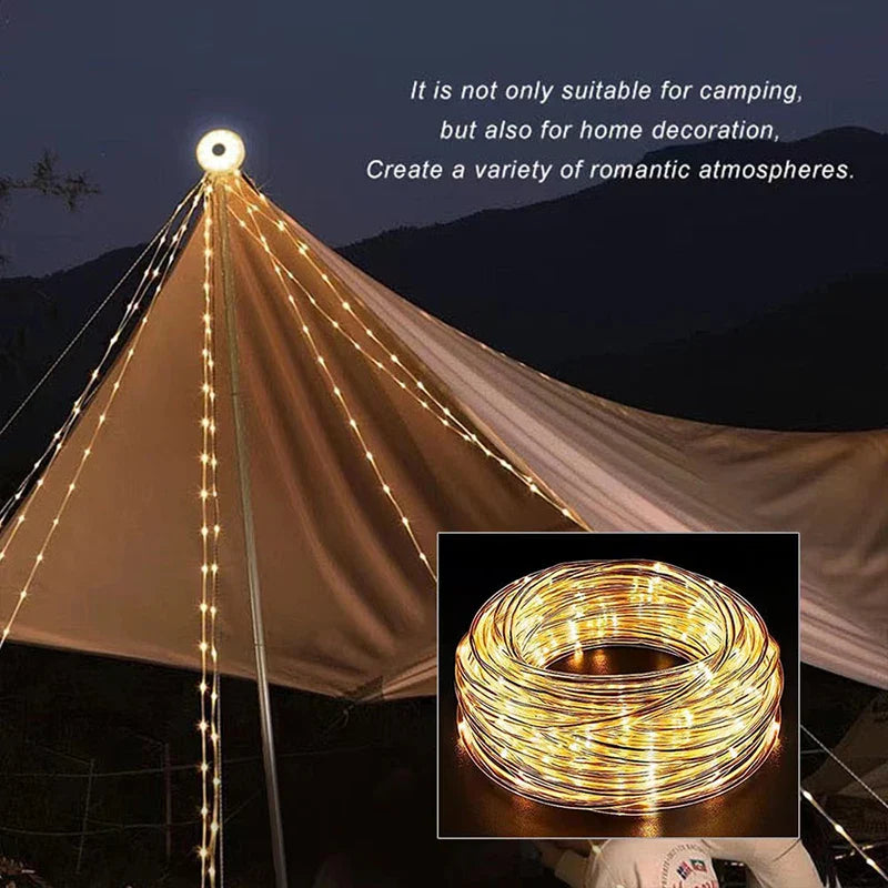 Afralia™ LED Camping Light Strip 8M Length Waterproof Outdoor Garden Decor Lamp
