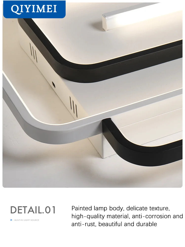 Afralia™ Modern LED Ceiling Lamp for Home Decor, Black White Chandeliers for Living Room Bedroom Kitchen Study