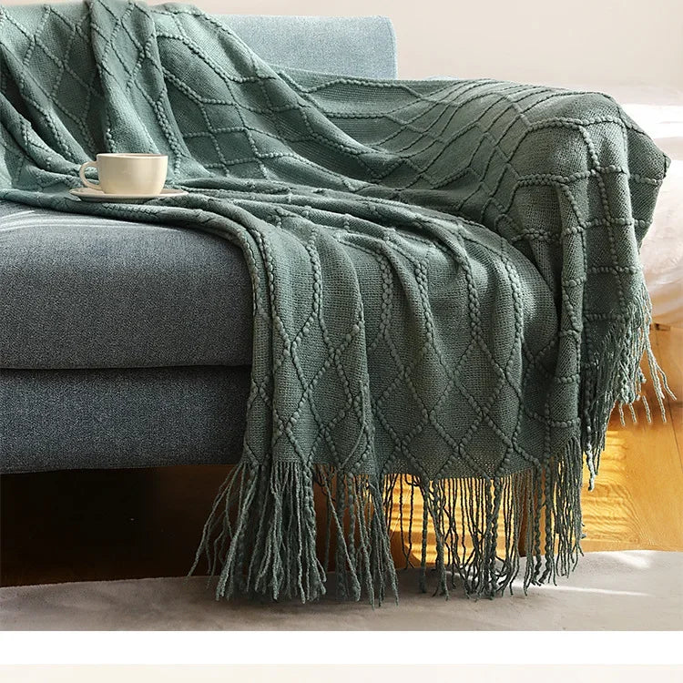 Afralia™ Knitted Wool Blanket - Soft Nordic Throw for Sofa, Bed, or Office