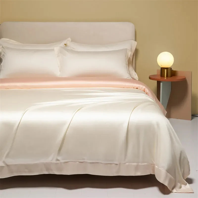 Afralia™ 120S Natural Fabric Bedding Set Summer Cooling Fitted Sheet Skin Friendly Bedclothes