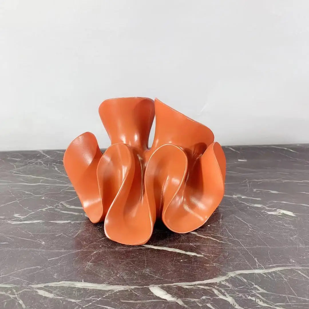 Afralia™ Geometric Petal Resin Sculpture, Modern Home Decor Figurine