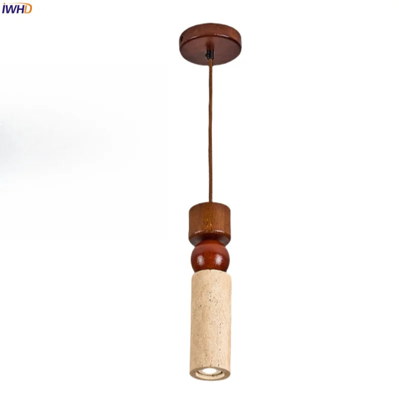 Afralia™ Columnar Stone LED Pendant Lamp - Yellow Travertine - Nordic Minimalism