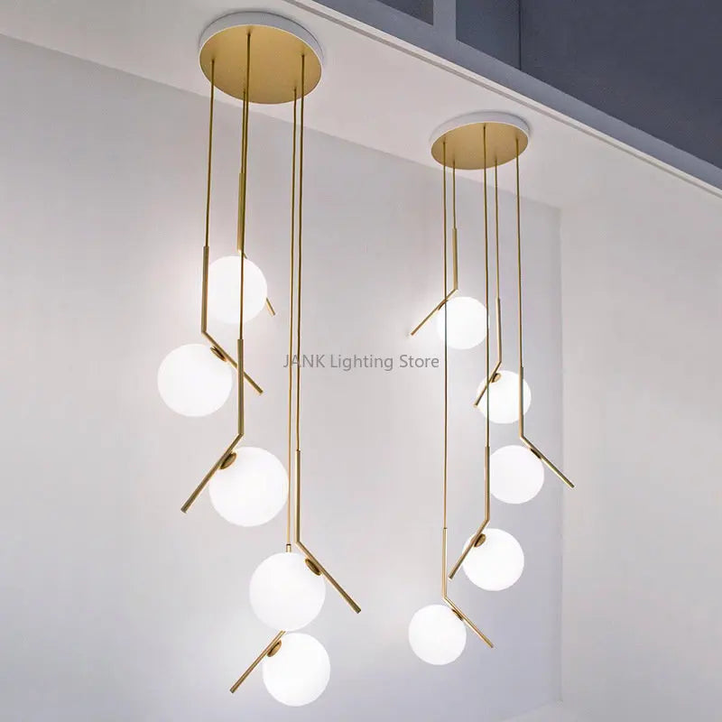 Afralia™ Minimalist Magic Bean LED Suspension Chandelier for Living Room and Staircase