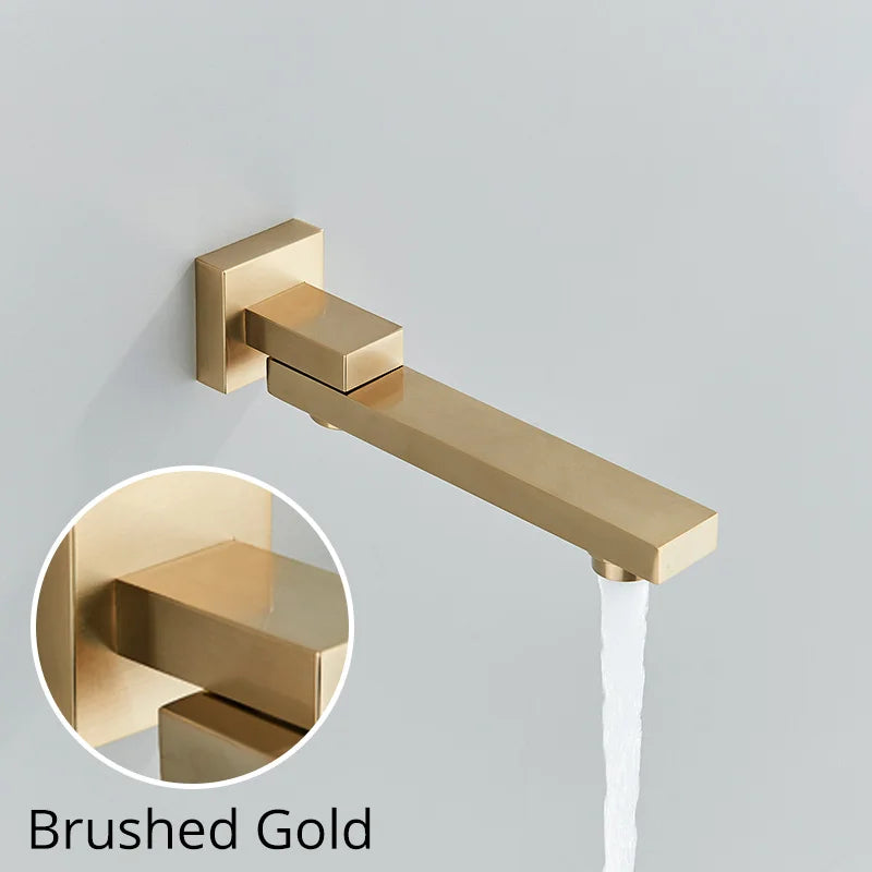 Afralia™ Gold Thermostatic Rainfall Shower Faucet Mixer Set for Bathroom with Ceiling Wall Mount