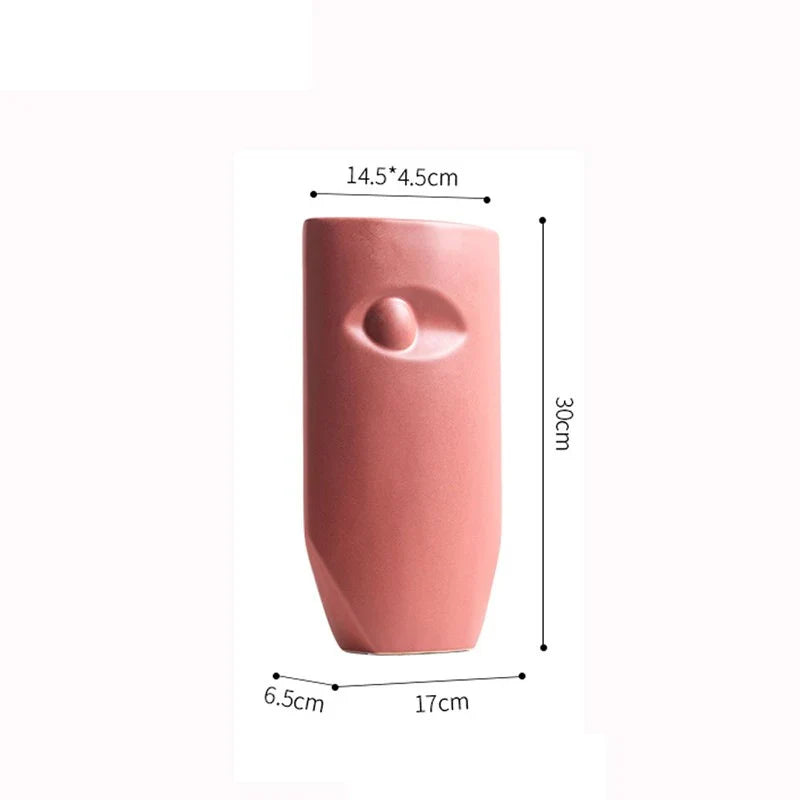 Afralia™ Ceramic Vase with Ear, Eyes, and Mouth Design for Table Decoration