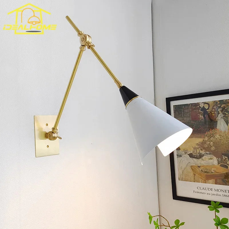 Afralia™ Athena Black/Gold Lustre LED Swing Arm Wall Lamp - E27 Kitchen Island Sofas Cafe