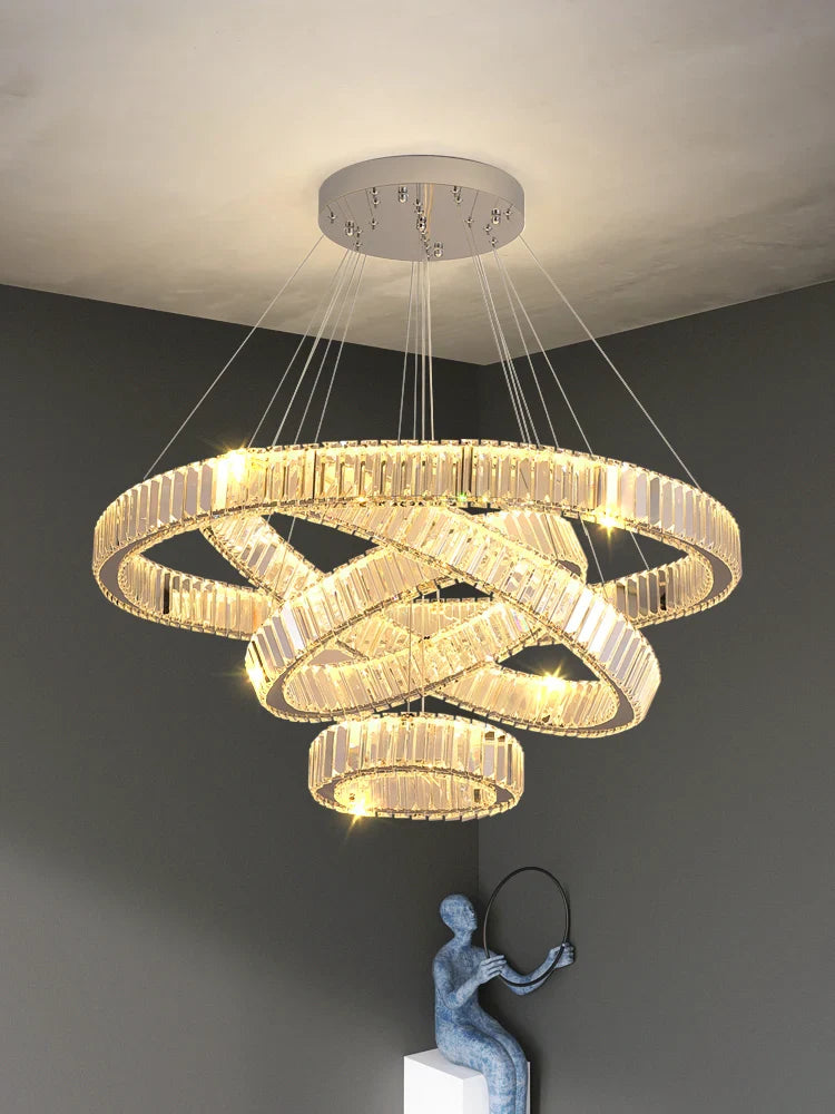 Afralia™ Crystal Chandelier: Modern Luxury LED Ceiling Pendant Light for Living Room and Building Hall