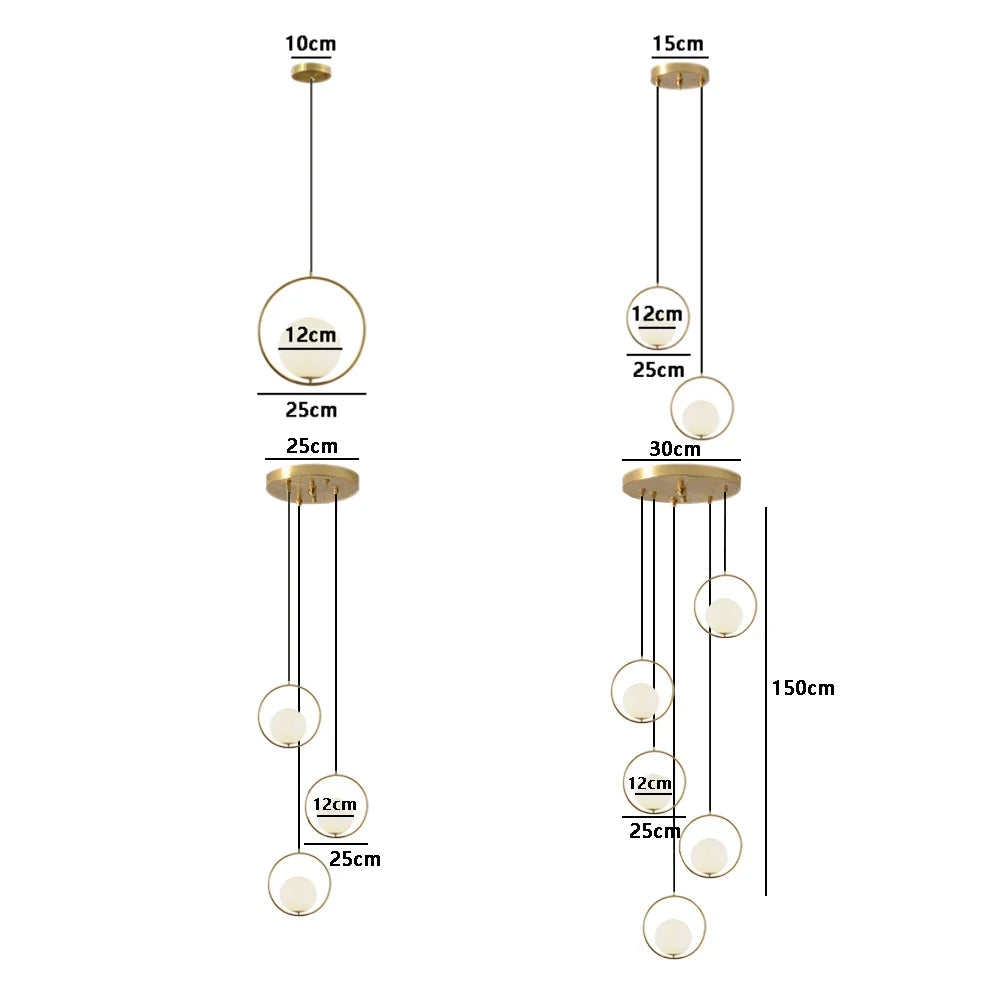 Afralia™ Nordic Glass Ball LED Pendant Lights - Elegant Living Room Kitchen Restaurant Decor