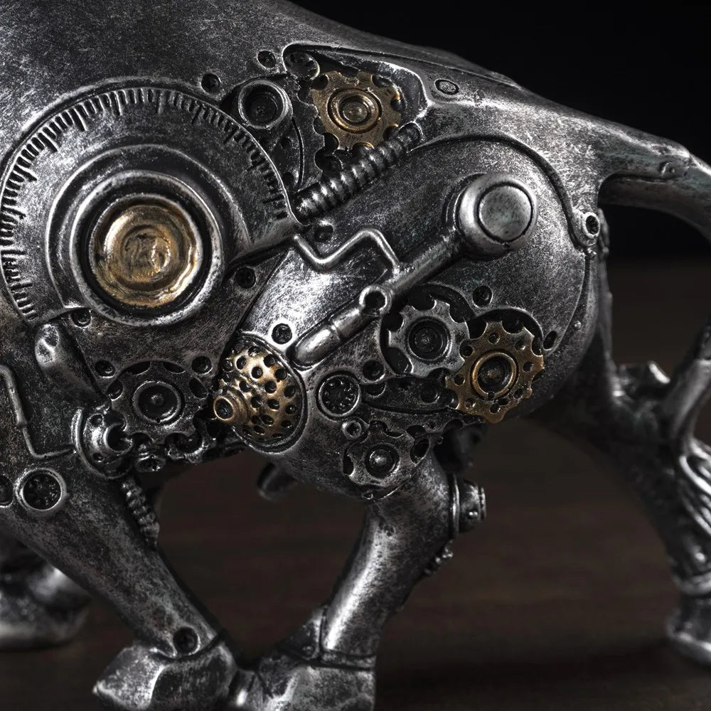 Afralia™ Steampunk Bull Statues Resin Figurines Living Room Office Decoration