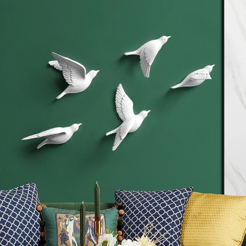 Afralia™ 3D Bird Resin Statue Wall Decor for Children's Room - Animal Figurine Ornament