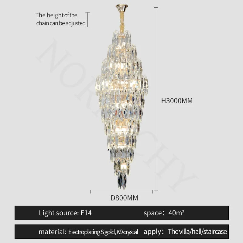 Afralia™ European Crystal Duplex Chandelier for Hotel Lobby Staircase & Villa Living Room
