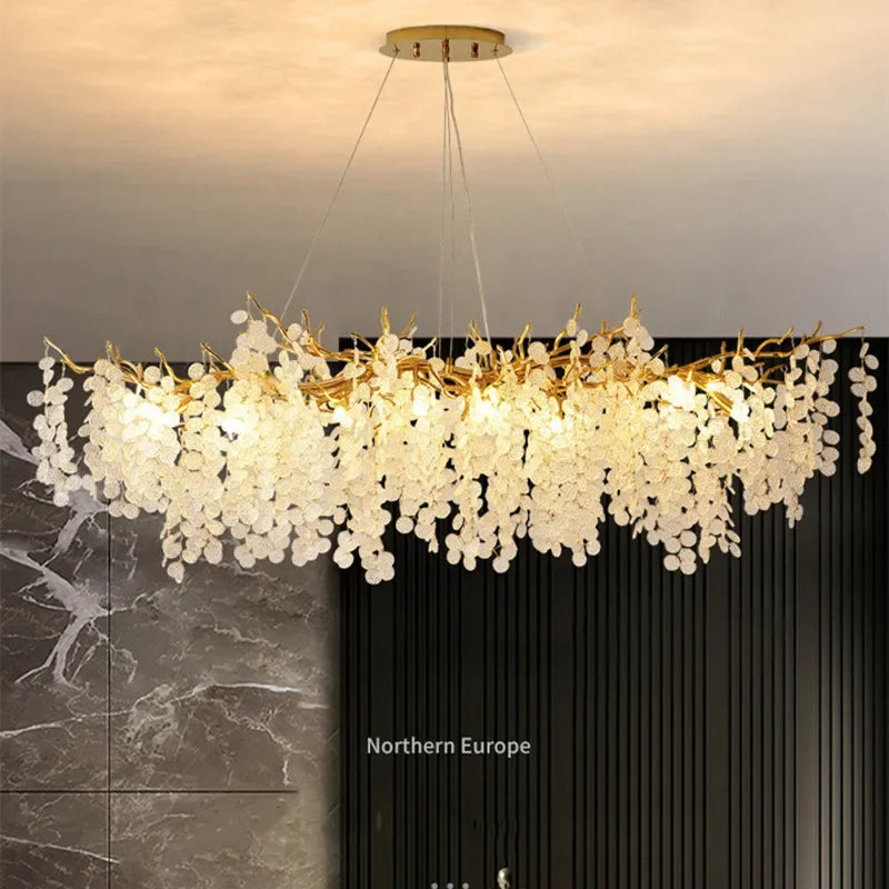 Afralia™ Modern Luxury Gold Branch Pendant Light - Aluminum LED Luminarias