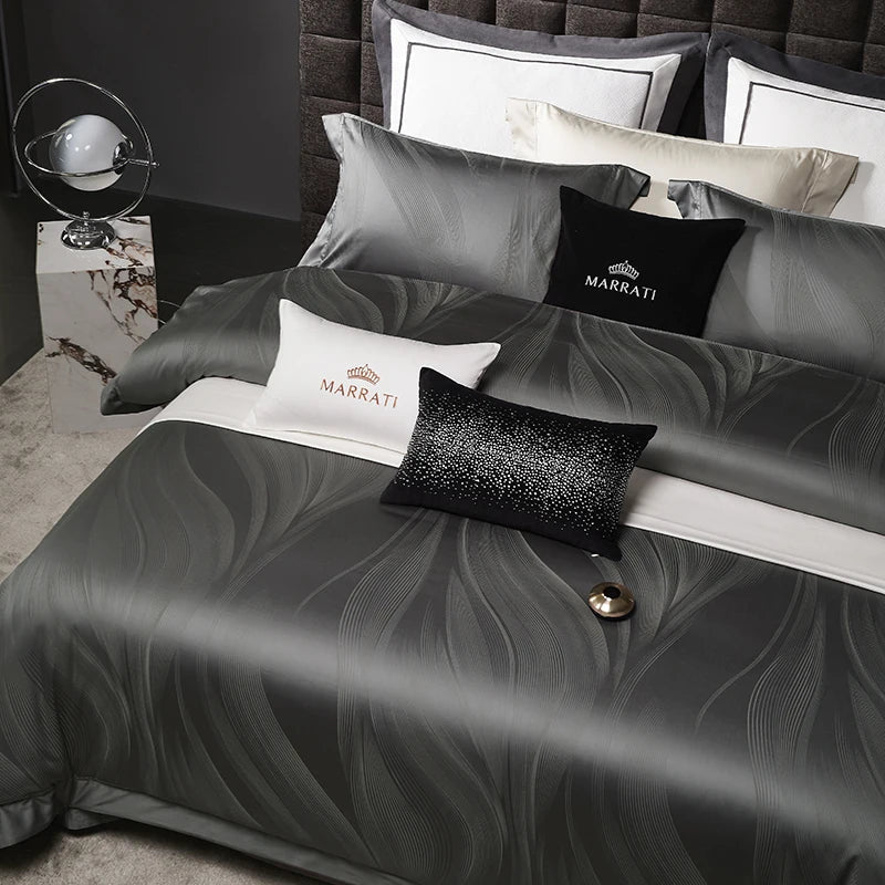Afralia™ Luxury 1600TC Egyptian Cotton Jacquard Bedding Set - 4Pcs