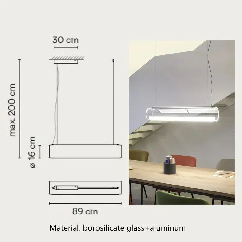 Afralia™ Glass Cylinder Chandelier: Sleek Indoor Lighting for Living Room & Dining Room