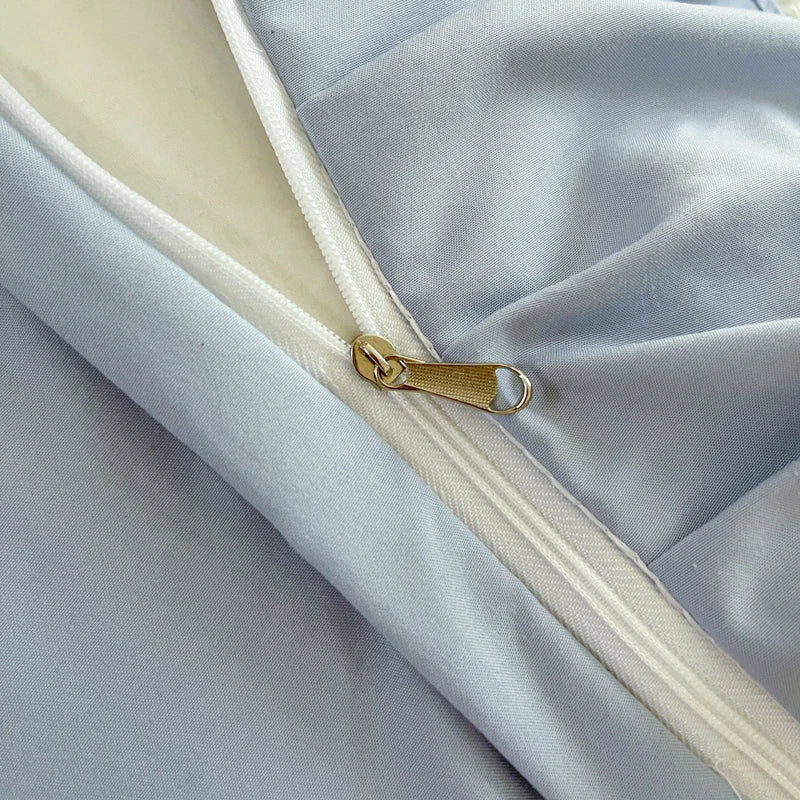 Afralia™ Lace Embroidery Princess Bedding Set - Duvet Cover, Sheet, Pillowcases - Blue Pink Purple