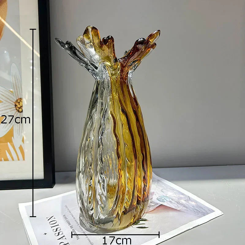 Afralia™ Glass Vase: Creative Flower Edge Decor for Desk, Home Decor, Crafts, Ornaments
