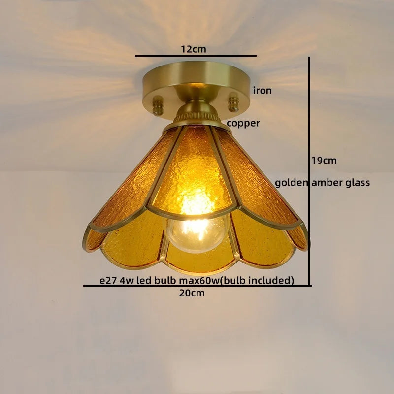 Afralia™ Glass Copper LED Ceiling Light - Nordic Home Lighting Fixture