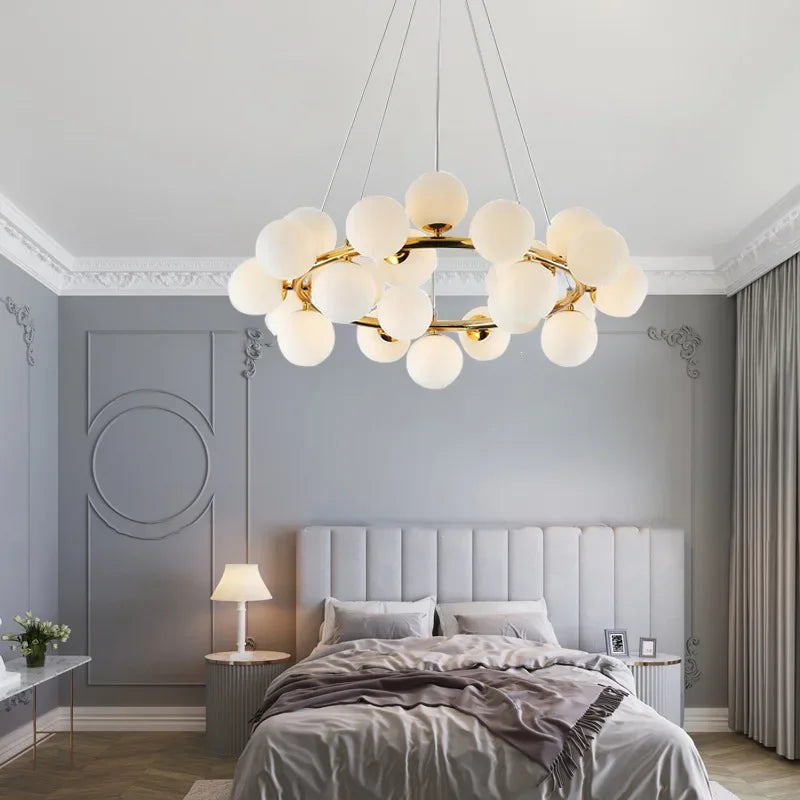 Afralia™ Glass Ball LED Chandelier Pendant for Living Dining Room