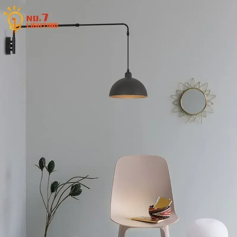 Afralia™ Long Pole Swing Arm Wall Lamp LED Adjustable Telescopic Rotary Sconce