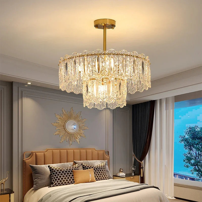 Afralia™ Romantic Glass Chandelier Luxury Ceiling Pendant Light Fixture