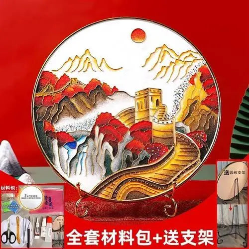 Afralia™ Cloisonne Silk Enamel Painting DIY Kit - Beginner Handmade Material Package