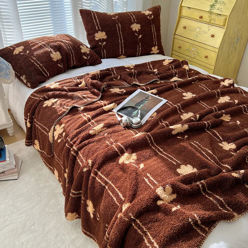 Afralia™ Boho Printed Blanket: Cozy, Multi-Functional, Half-Flannel Shawl, Single/Double Bedspread