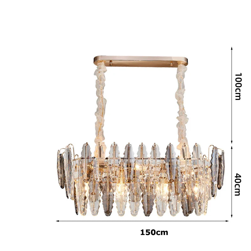 Afralia™ Gold Crystal Chandelier Lighting for Living Room