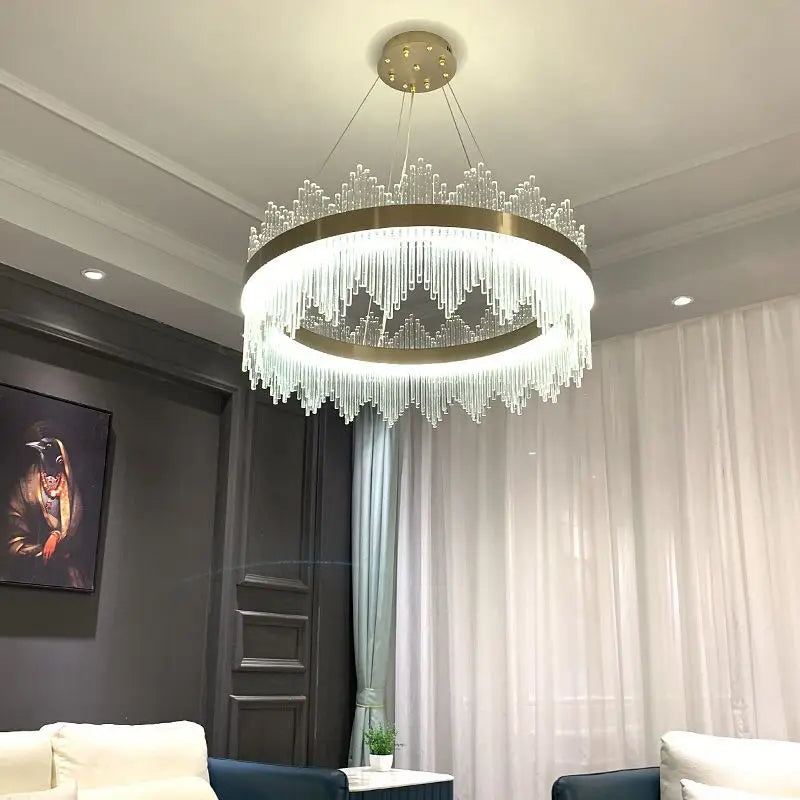 Afralia™ Luxury Crystal LED Chandelier: Modern Dimmable Pendant Light for Bedroom, Living, Dining Room