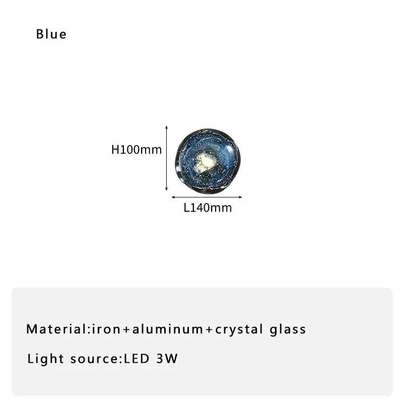 Afralia™ Blue Crystal Glass Wall Lamp Luxury Light Fixture Bedside Aisle Glass Lamp