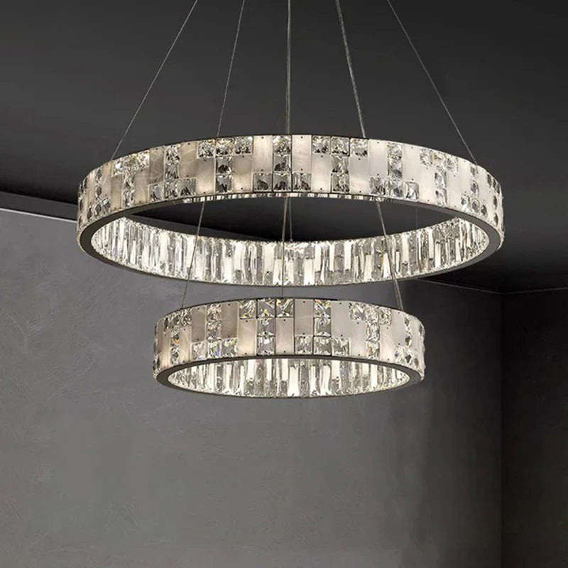 Afralia™ Crystal Lustre Circle Chandelier LED Lights - Modern Luxury Minimalism décor