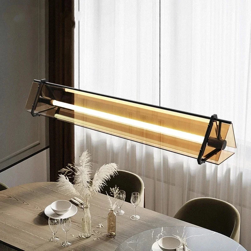 Afralia™ Amber LED Pendant Lamp Modern Glass Dining Table Kitchen Fixture