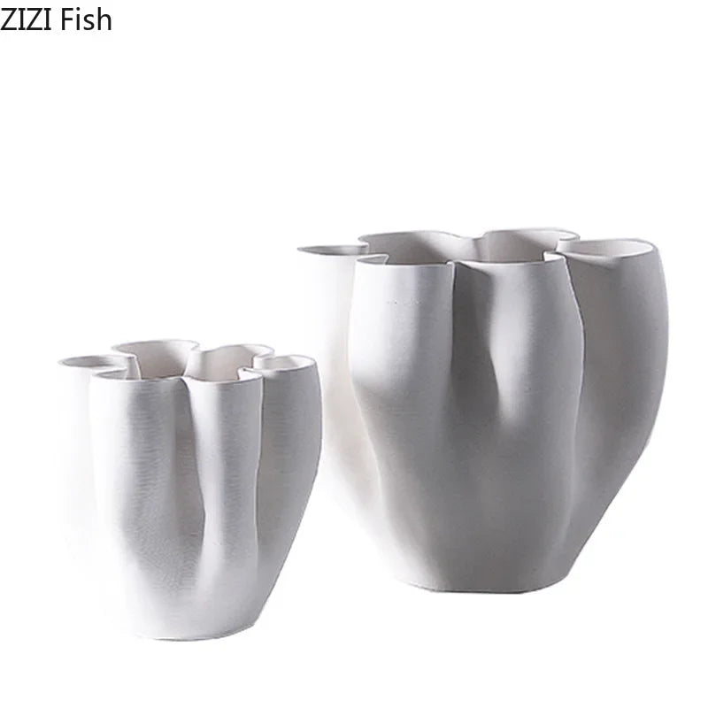 Afralia™ Flower Bud Ceramic Vase for Living Room Decor - Large Floor Standing Flowers Arrangement