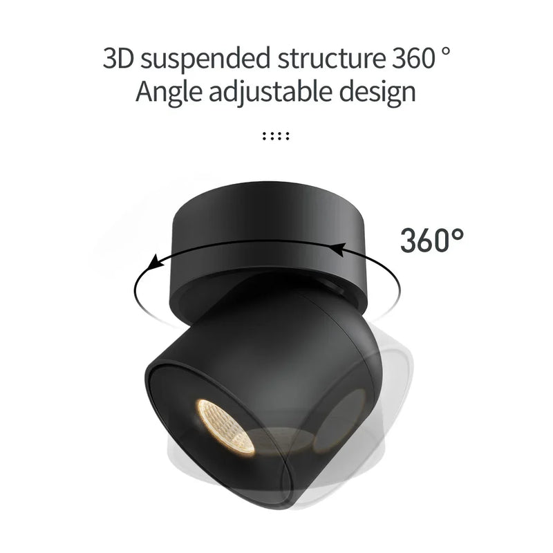 Afralia™ 9W COB LED Ceiling Spotlight 360° Rotation Modern Surface Mounted Lamp