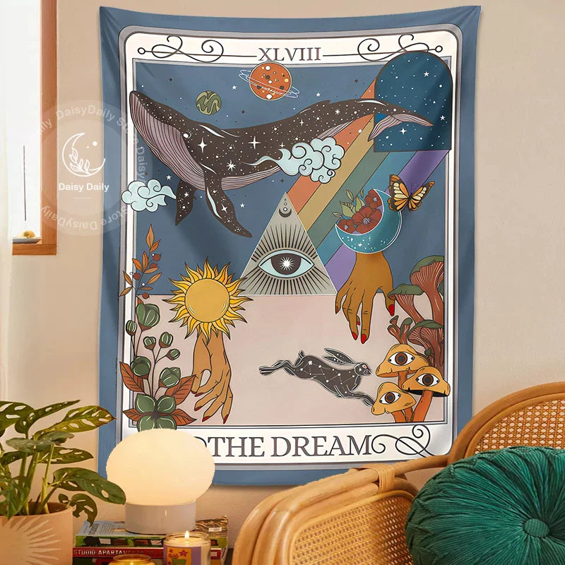 Afralia™ Dream Tarot Tapestry: Mystical Witchy Decor for Tarot Lovers, Hippie Dorm Art