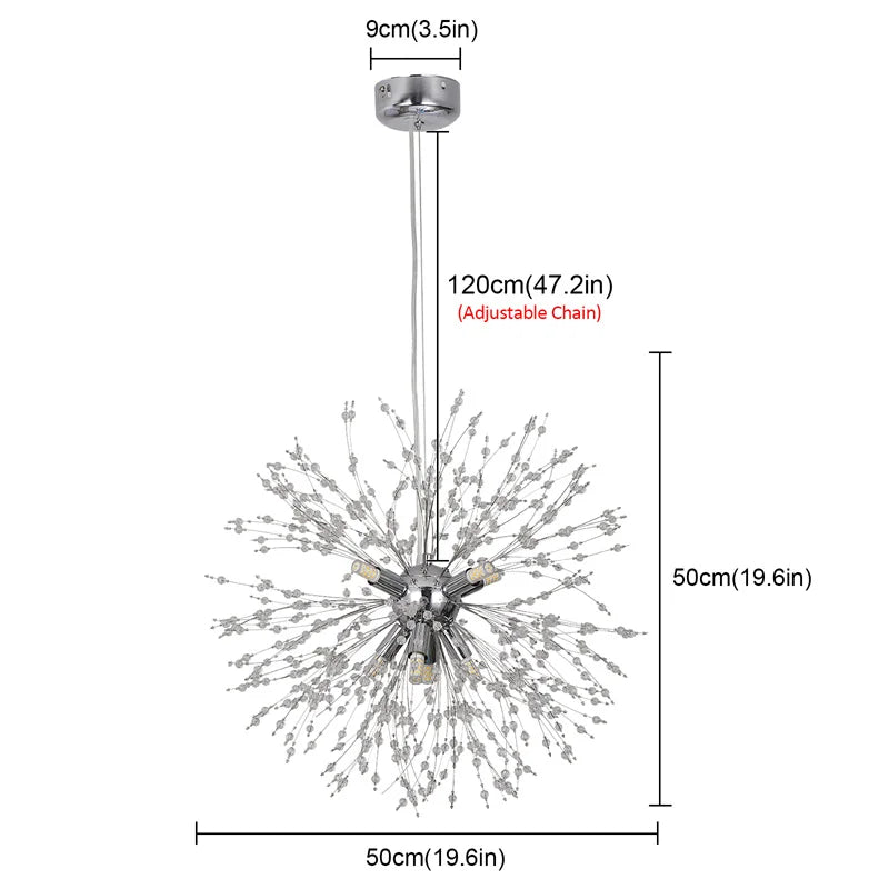 Afralia™ Dandelion Chandelier 8-Light Sputnik Pendant Light Gold/Silver Living Room Fixture