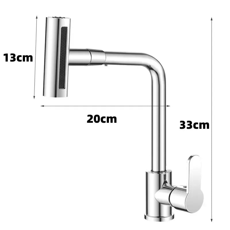 Afralia™ Stainless Steel Waterfall Kitchen Faucet with Stream Sprayer - Deck Mounted Sink Mixer