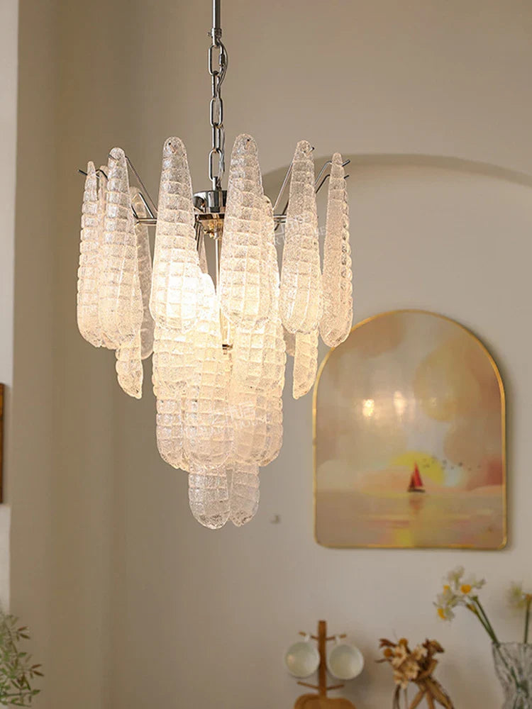 Afralia™ Round White Glass Pendant Light: Modern Waterfall Ceiling Fixture for Living Room