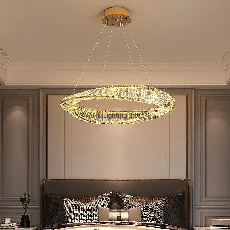 Afralia™ Crystal Ceiling Chandelier: Modern Luxury LED Pendant Light for Kitchen Living Room Hall Décor