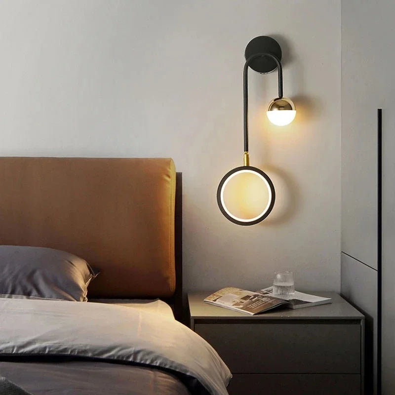 Afralia™ Modern Round Ball Led Wall Light for Headboards and Living Room