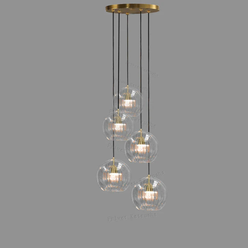 Afralia™ Clear Glass Ball Pendant Light Chandelier for Living Room Dining Room Home Decor