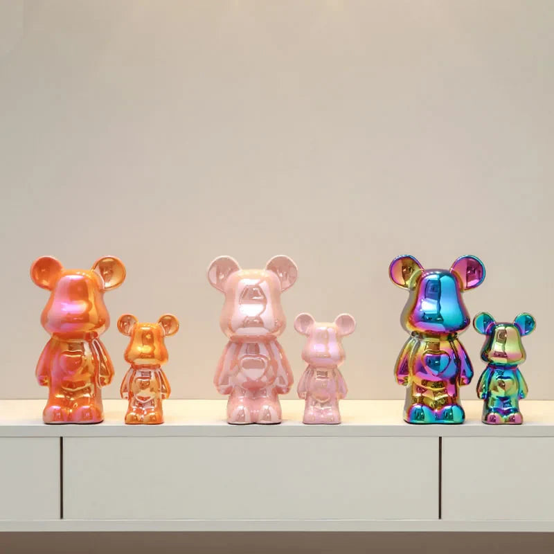 Afralia™ Luxury Violence Bear Figurines - Colorful Electroplated Teddy Bear Ornaments