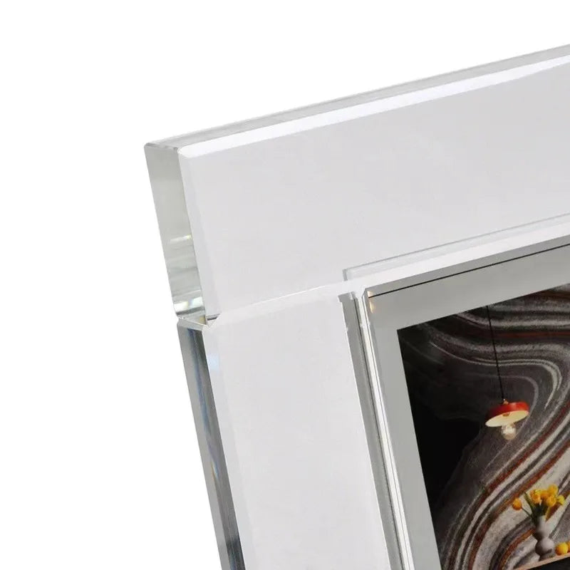 Afralia™ Crystal Glass Cube Photo Frame for Desktop Decor - Home Decor Ornaments