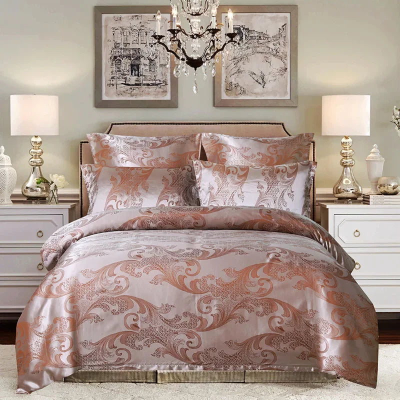 Afralia™ European Satin Jacquard Duvet Cover Set: High Quality, Skin-Friendly Summer Bedding Kit