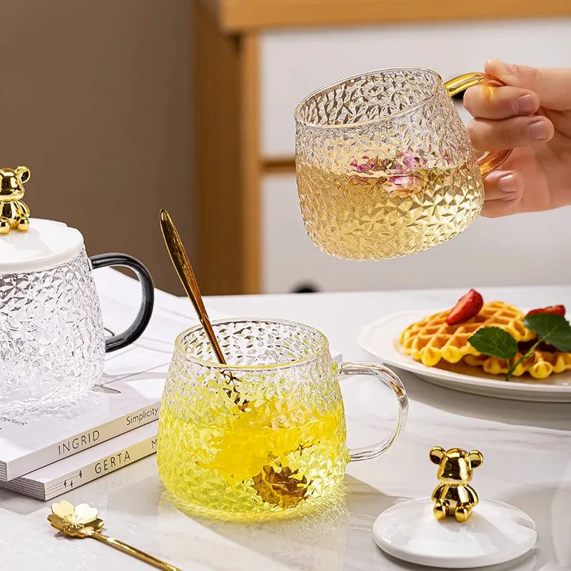 Afralia™ Glass Malleolar Stria Cup: Reusable & High Temp Resistance for Coffee, Milk, Juice